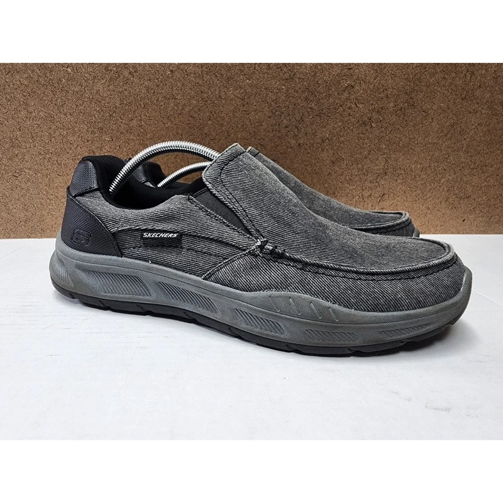 Skechers Cohagen Canvas Slip On Men memory foam Shoe Sz 13 in Black  16941S